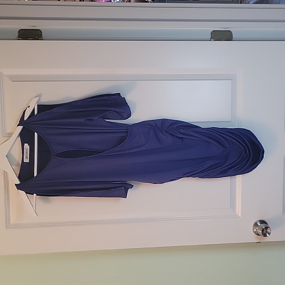 Beautiful Blue Keyhole Ruched dress